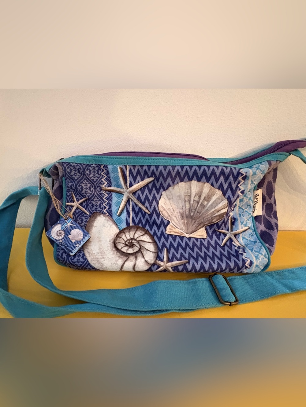Cotton Nautical Seashell Crossbody Bag by Paul Brent